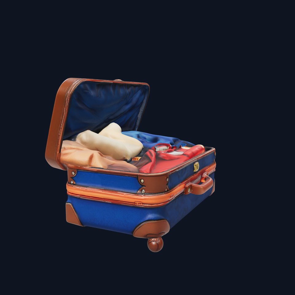 Realistic Travel Suitcase with Clothes Model Pack